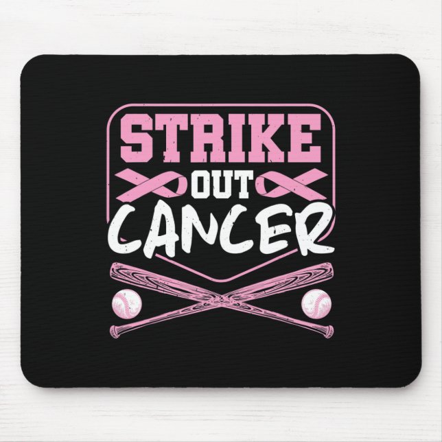 Ribbon Strike Out Cancer Baseball  Mouse Pad (Front)