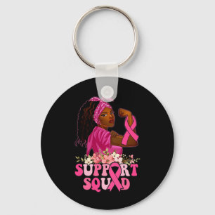 Ribbon Strong Women Support Squad Breast Cancer  Key Ring