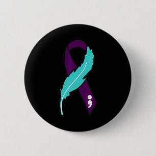 Ribbon Suicide Awareness Mental Health For Men Wom 6 Cm Round Badge