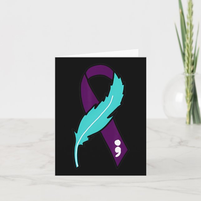 Ribbon Suicide Awareness Mental Health For Men Wom Card (Front)