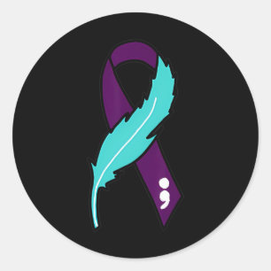 Ribbon Suicide Awareness Mental Health For Men Wom Classic Round Sticker