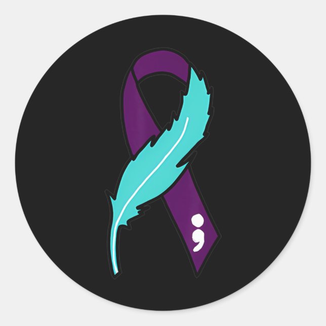 Ribbon Suicide Awareness Mental Health For Men Wom Classic Round Sticker (Front)