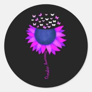 Ribbon Sunflower Butterfly Overdose Awareness Mont Classic Round Sticker
