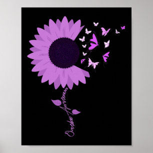 Ribbon Sunflower Butterfly Overdose Awareness Mont Poster
