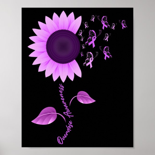 Ribbon Sunflower Butterfly Overdose Awareness Mont Poster (Front)