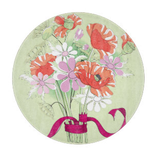 Ribbon-Tied Poppies: Daisy Bouquet. Cutting Board