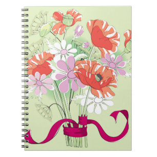 Ribbon-Tied Poppies: Daisy Bouquet. Notebook