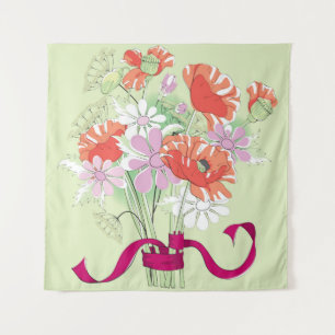 Ribbon-Tied Poppies: Daisy Bouquet. Tapestry