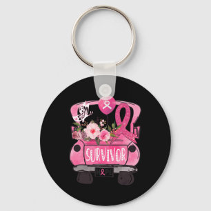 Ribbon Truck Hope Awareness Breast Cancer Survivor Key Ring