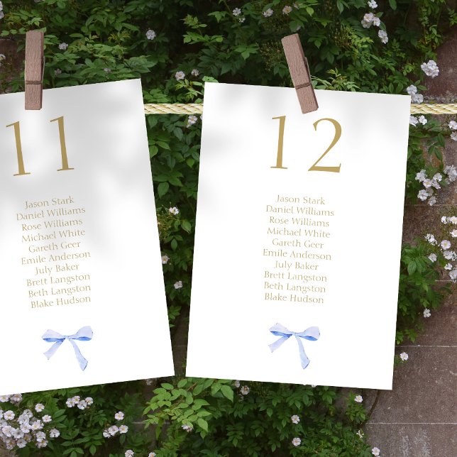 Ribbon Wedding White Table Number & Seating Card (Creator Uploaded)