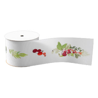 Ribbon with Branches and Berries Grosgrain Ribbon