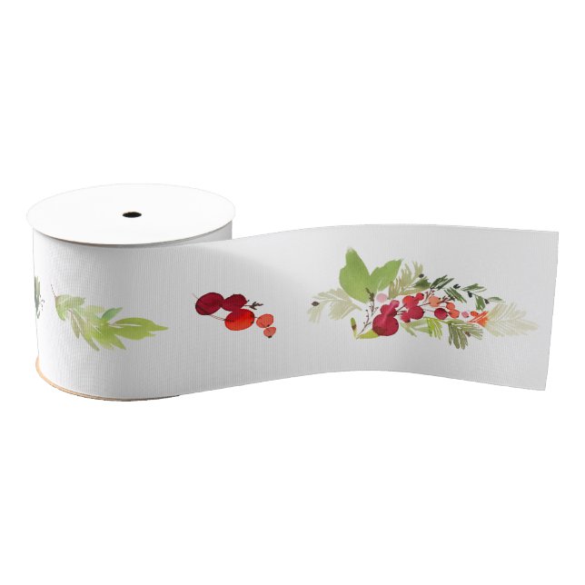 Ribbon with Branches and Berries Grosgrain Ribbon (Spool)