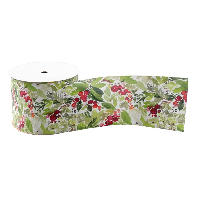 Ribbon with Branches and Berries Grosgrain Ribbon (Spool)