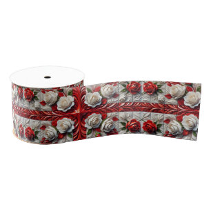 Ribbon with English Roses Design Grosgrain Ribbon