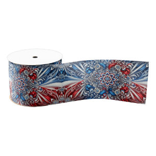 Ribbon with French Colours Modern Abstract Design Grosgrain Ribbon