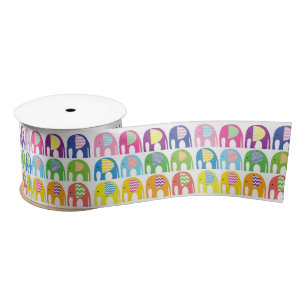 Ribbon - Yellow Elephants Satin Ribbon