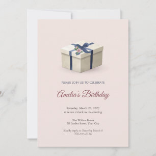 Ribboned Gift Box Birthday Invitation
