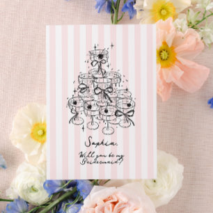 Ribbons and Champagne Celebration Bridesmaid Card