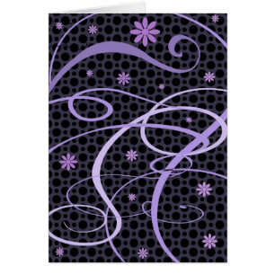 Ribbons and Flowers Modern Art Blank Card