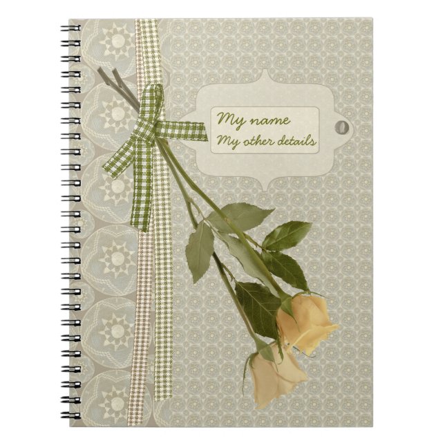Ribbons and hanging roses CC0833 Romantic retro Notebook (Front)
