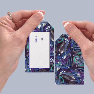 Ribbons Blue, Purple, Aqua Tag