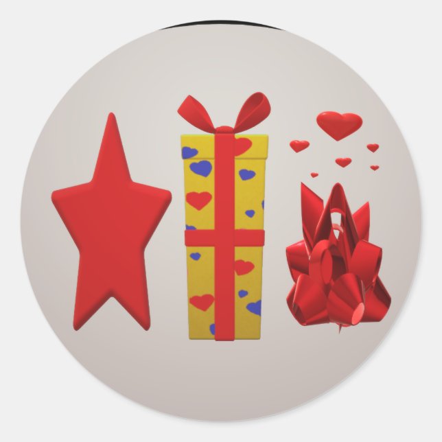 Ribbons Bows Boxes design  Classic Round Sticker (Front)