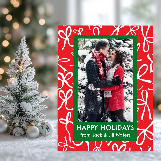 Ribbons Bows Christmas CUSTOM PHOTO Holiday Postcard (Ribbons Bows Christmas CUSTOM PHOTO Holiday Postcard
)