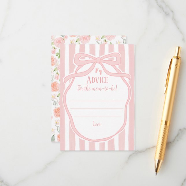 Ribbons Bows & Toes Baby Shower Advice for Mum  Enclosure Card (Front/Back In Situ)