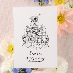 Ribbons & Champagne Celebration Bridesmaid Card