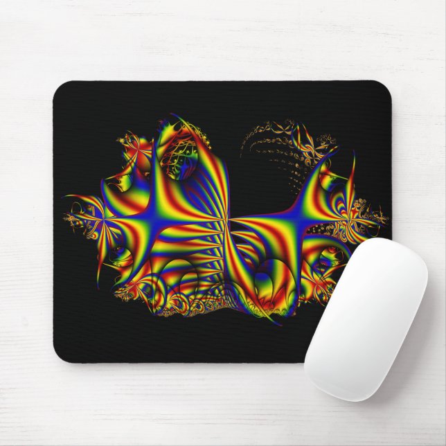 Ribbons | Rainbow Fractal Art Mouse Pad (With Mouse)