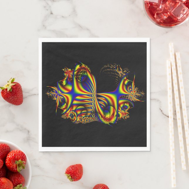Ribbons | Rainbow Fractal Art Napkin (Insitu)