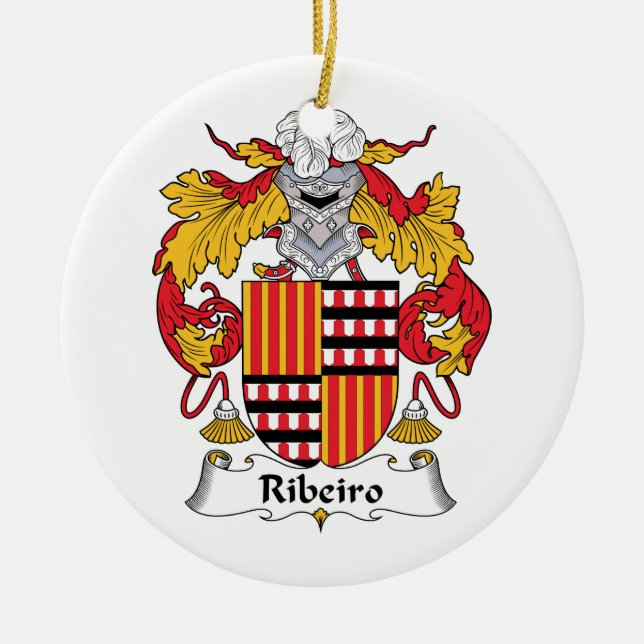 Ribeiro Family Crest Ceramic Tree Decoration (Front)