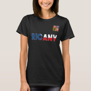 Ricany Czech Republic Heart Flag Lion Coat Of Arm T-Shirt