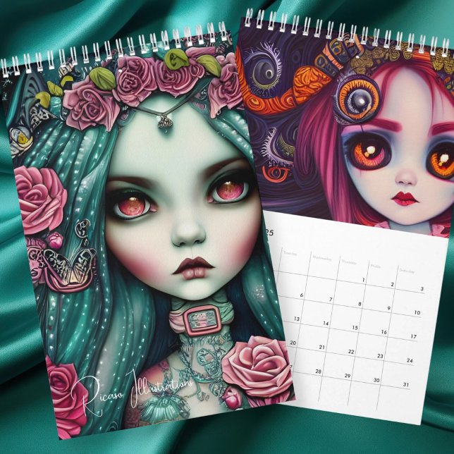Ricaso Gothic Girls Illustrations  Calendar (Ricaso Gothic Girls Illustrations Calendar by Ricaso. Start at any month and year. )