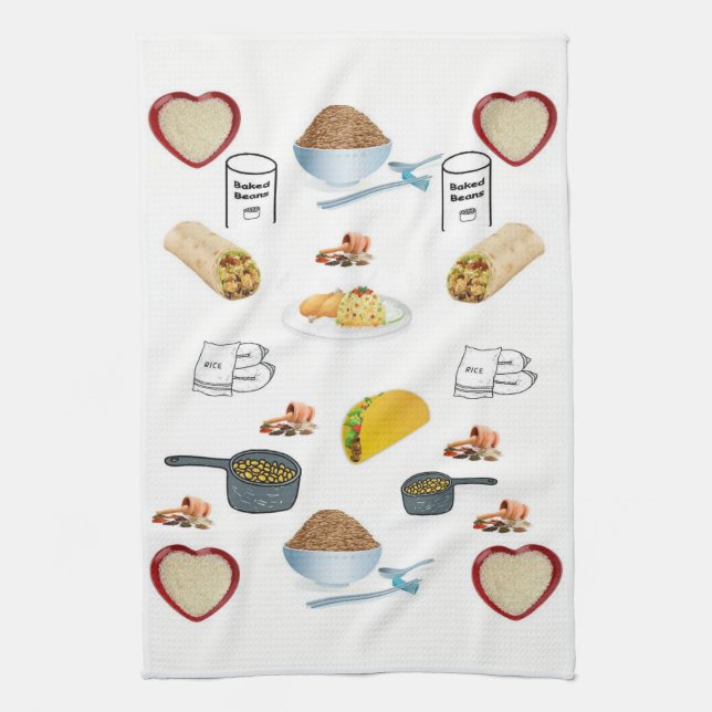 Rice and Beans kitchen hand towel (Vertical)