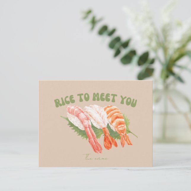 Rice and shine , sushi cat postcard (Standing Front)