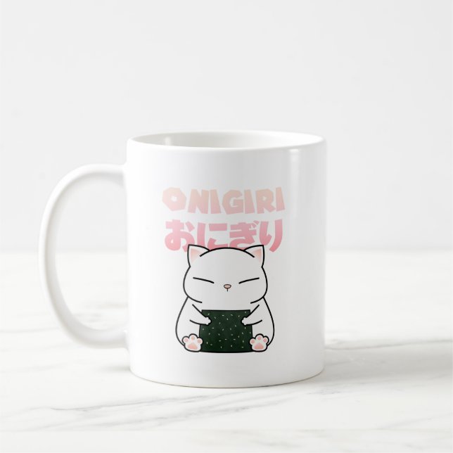 Rice Ball Sushi Cat Coffee Mug (Left)