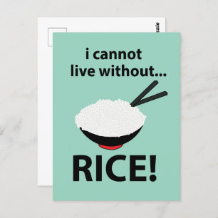 Rice Bowl I Cannot Live Without Rice  Postcard