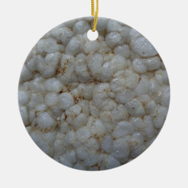 Rice Cake ,  Healthy Food, White Snack Ceramic Tree Decoration (Front)