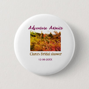 Rice fields adventure awaits bridal shower name fa 6 cm round badge