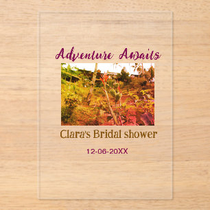 Rice fields adventure awaits bridal shower name fa acrylic invitations