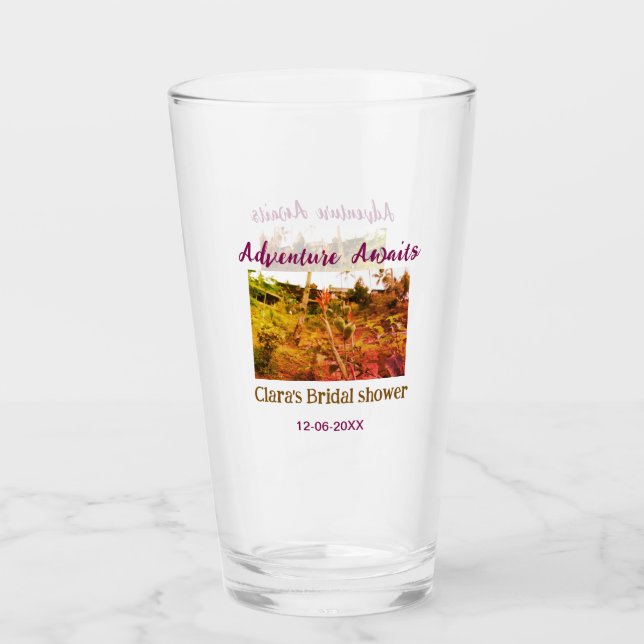 Rice fields adventure awaits bridal shower name fa glass (Front)