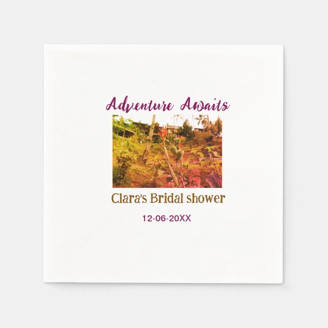 Rice fields adventure awaits bridal shower name fa napkin (Front)