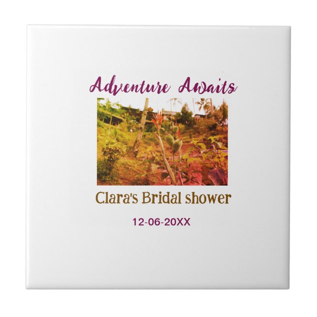 Rice fields adventure awaits bridal shower name fa tile (Front)