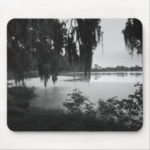 Rice Pond in Black & White Moody Mouse Pad