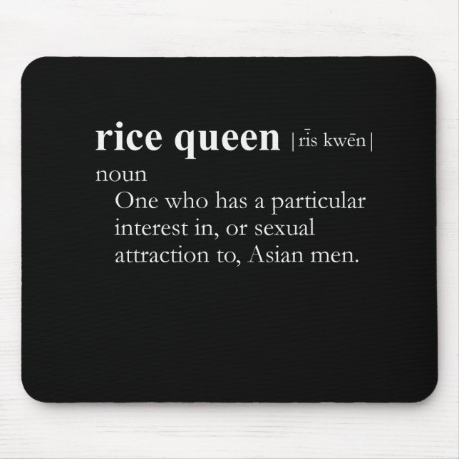 RICE QUEEN (definition) Mouse Pad (Front)