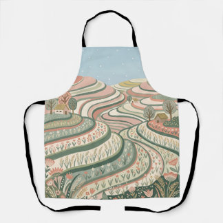 Rice Terrace Folk Art Apron – Rustic Kitchen Wear