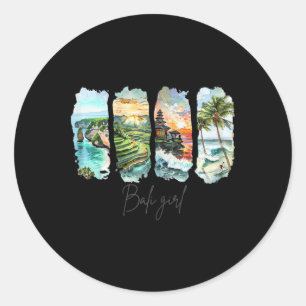 Rice Terraces Beach Indonesia Surfing Travel Li Classic Round Sticker