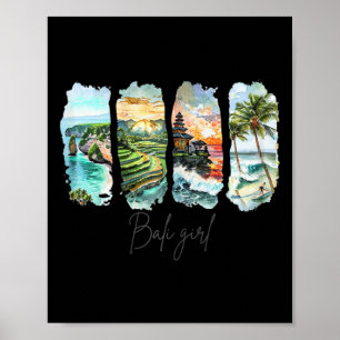 Rice Terraces Beach Indonesia Surfing Travel Li Poster