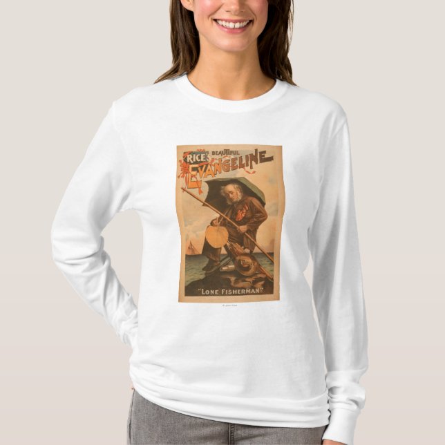 Rice's beautiful Evangeline "Lone Fisherman" T-Shirt (Front)